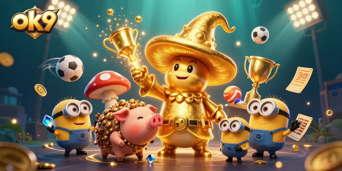 Spin to win big with ok9's exciting casino atmosphere featuring magical characters and dynamic sports elements.