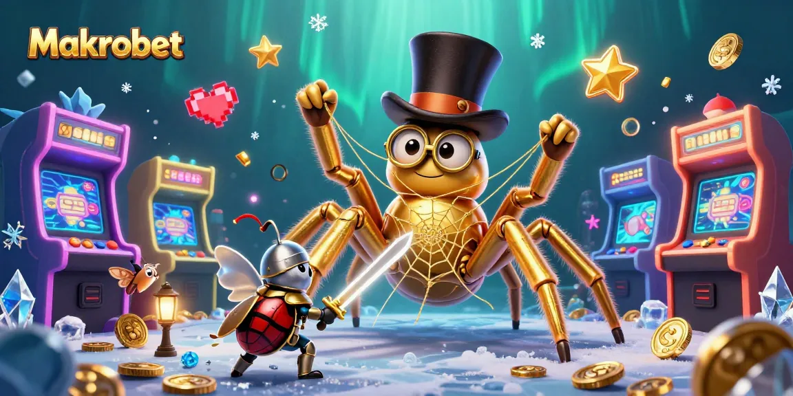 Engage with Makrobet while the golden tarantula weaves fortunes in an exciting casino scene.