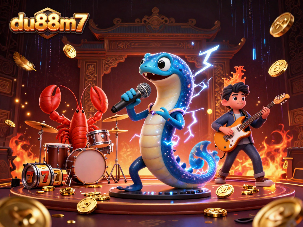Join the fun at du88m7 with vibrant electric eel DJ and underwater casino band.
