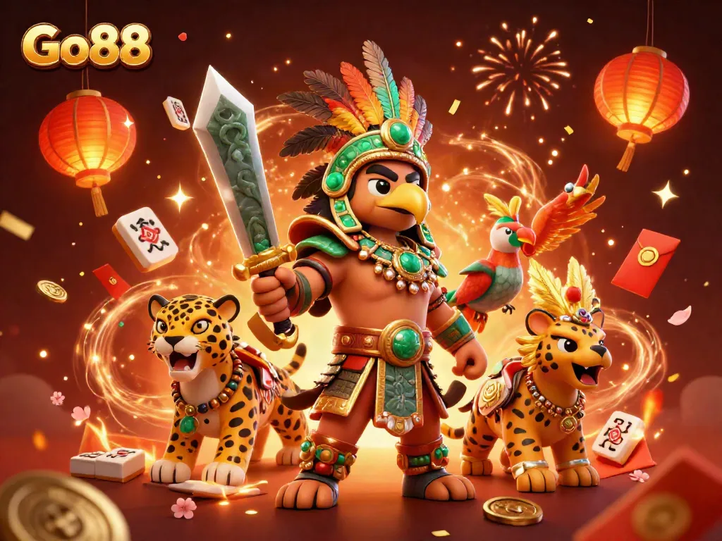 Go88's Aztec-themed gaming adventure featuring vibrant characters and dynamic casino elements.