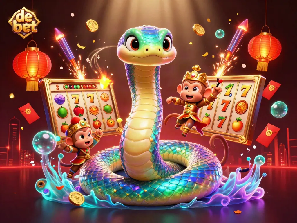 Win big at de bet with vibrant slot machines, shimmering golds, and a magical casino atmosphere.
