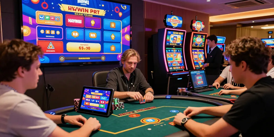 Players enjoying various casino games at HAYWIN, creating an exciting atmosphere filled with vibrant graphics and interactive experiences.