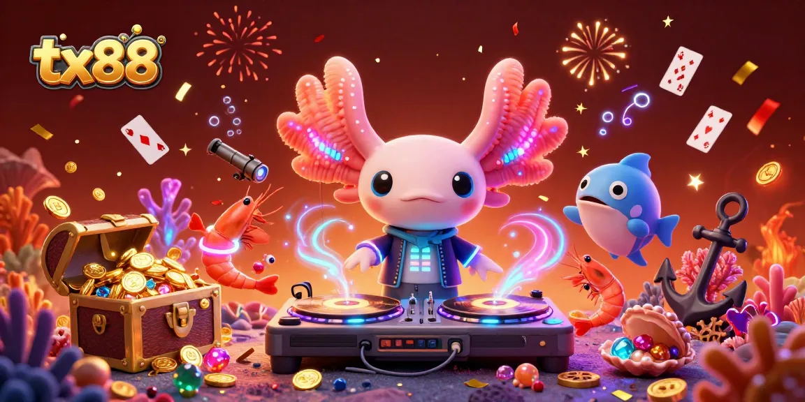 Experience vibrant gaming action at tx88 with neon characters in an enchanting underwater casino.
