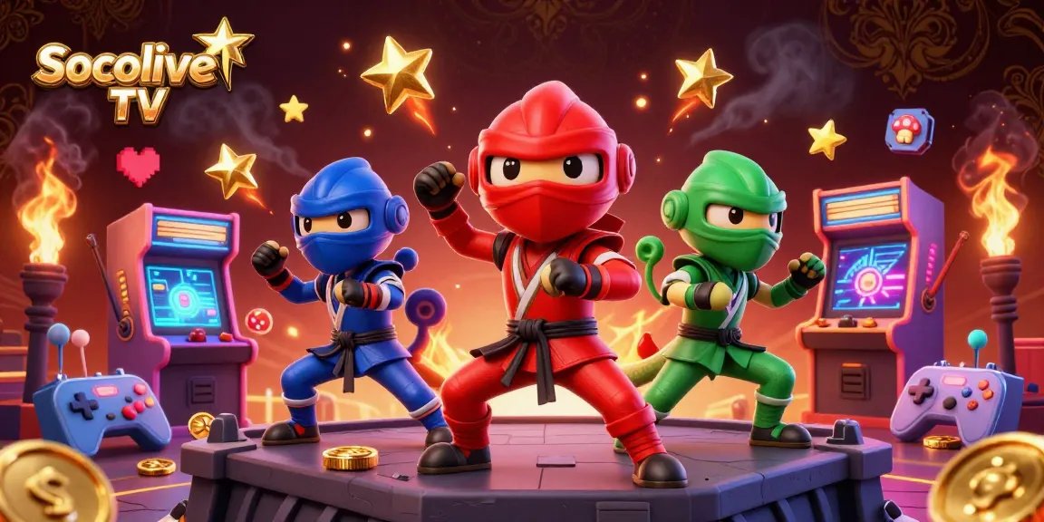 Socolive TV showcases thrilling live-action with ninja chameleons and vibrant arcade themes.