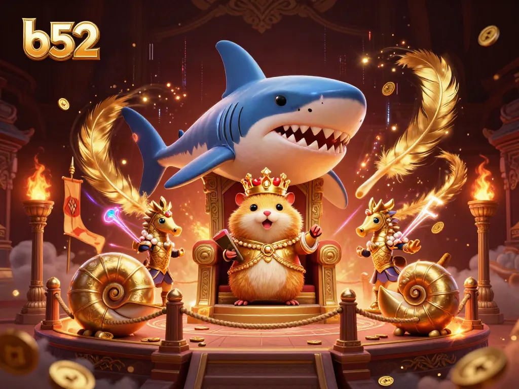 Experience the excitement of b52 with a golden hamster king and magnificent casino elements.