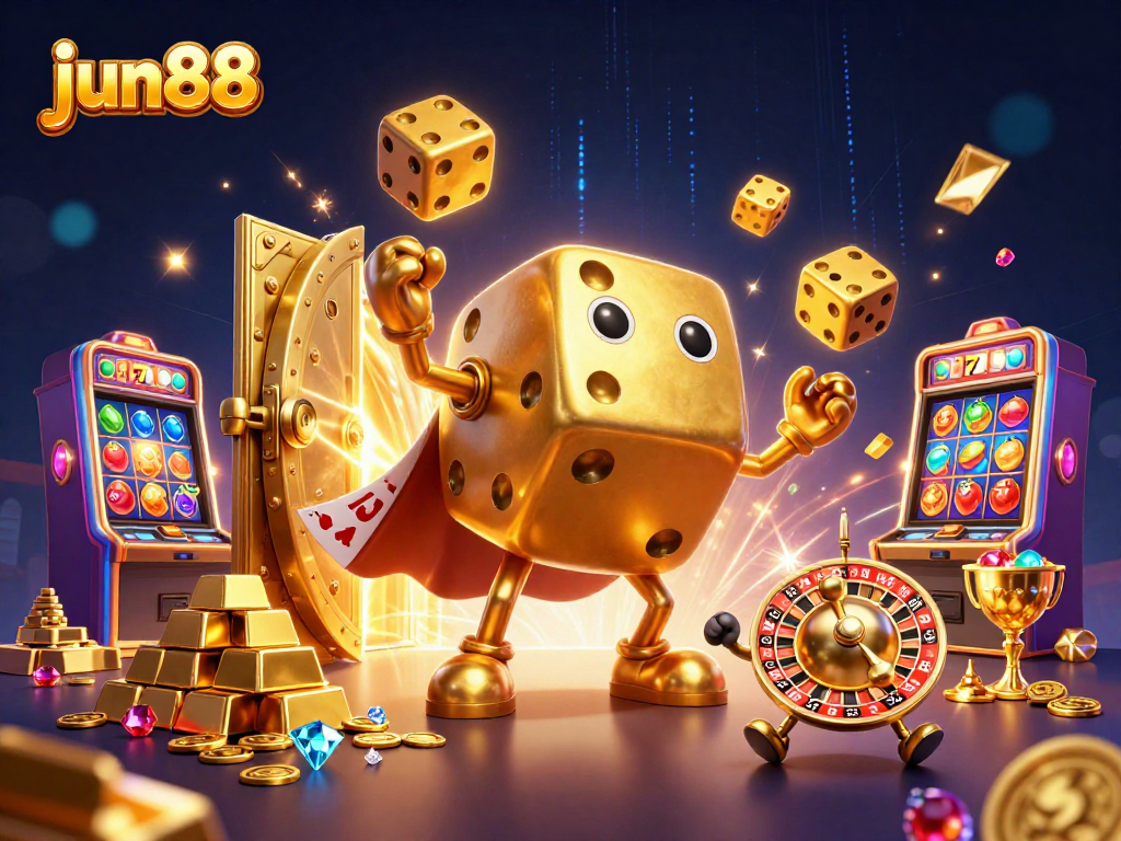 Experience the thrill of gaming with jun88’s dynamic casino atmosphere illustrated in 3D.