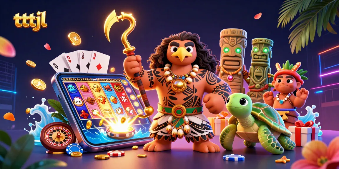 Experience exciting gameplay with tttjl in this vibrant 3D casino illustration featuring a hawk and turtle in action.