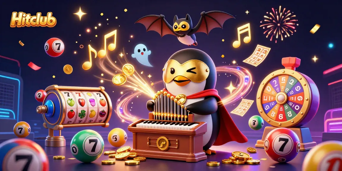 Experience the excitement of Hitclub with colorful lottery balls and dynamic casino elements.