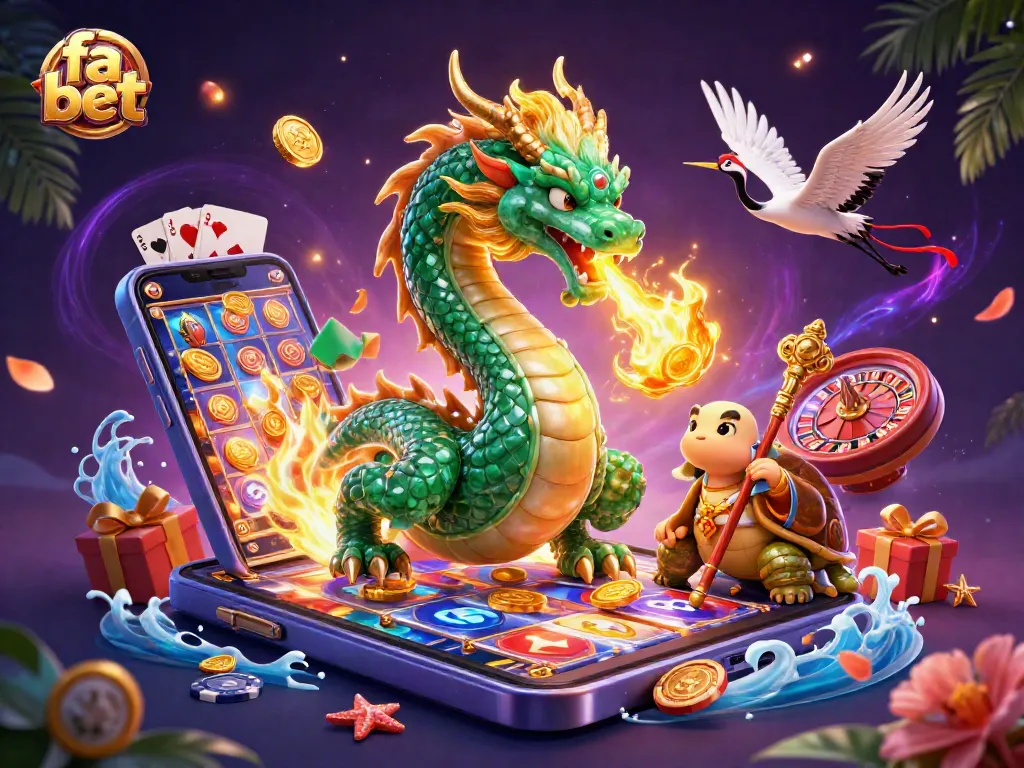 Experience the thrill of fa bet with our dynamic 3D casino scene showcasing epic gaming elements and mythical symbols.