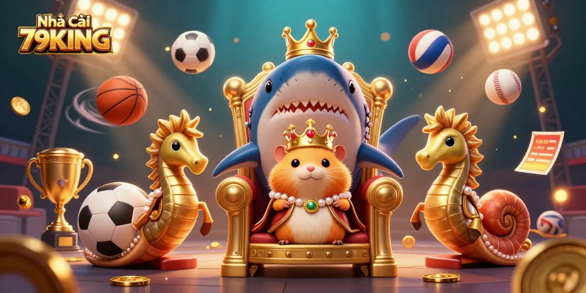 Bet on thrilling games with Nhà cái 79KING's golden hamster king and sporting elements.