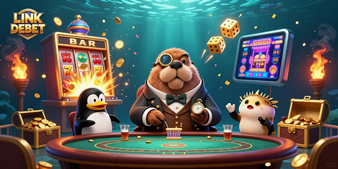 Experience excitement at LINK DEBET with lively underwater poker action featuring charming characters.