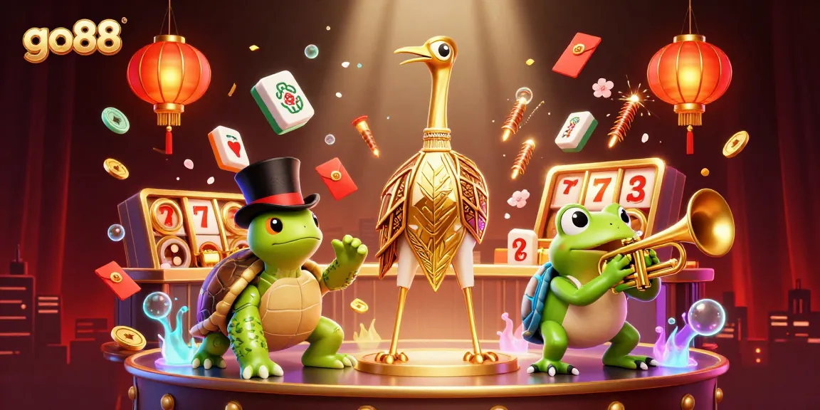 Engage with the go88 experience featuring vibrant 3D characters celebrating casino excitement.