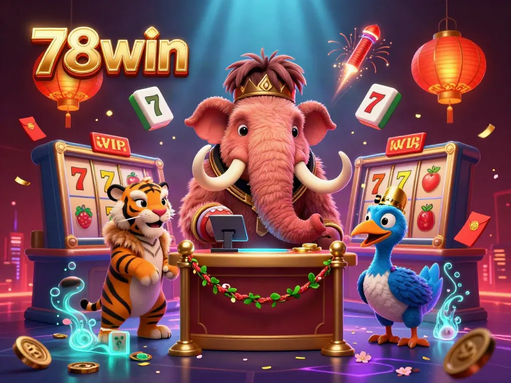 Experience the thrill at 78win casino with vibrant characters in an exciting 3D scene.