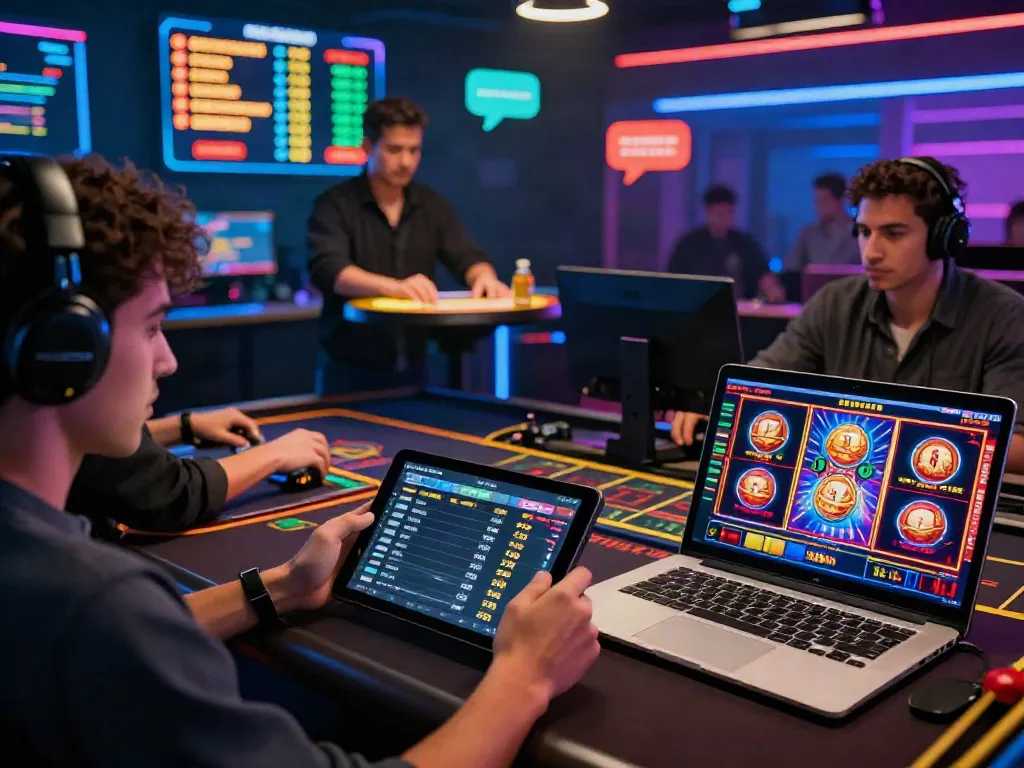 TA88 online gaming experience with diverse players engaged in betting activities on tablet and laptop.