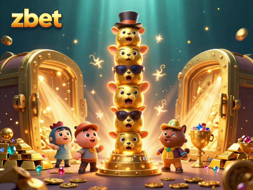 Experience the excitement at ZBET with animated casino elements and golden treasures.