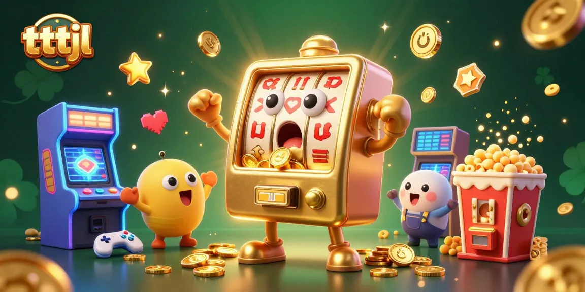 tttjl slot machine reaching a jackpot amid a festival of coins and cheering machines