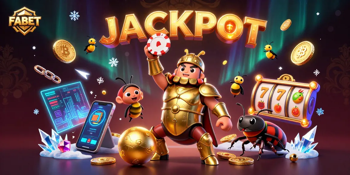 Experience the excitement of FABET with cartoon beetles celebrating a casino jackpot