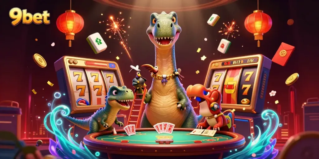 Engage with thrilling 9bet casino excitement featuring dinosaurs and vibrant gaming elements!