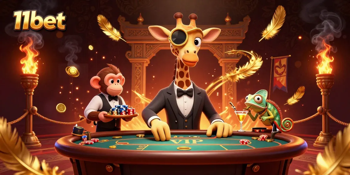 Engage with thrilling gameplay at 11bet as a high-roller giraffe conquers the casino.