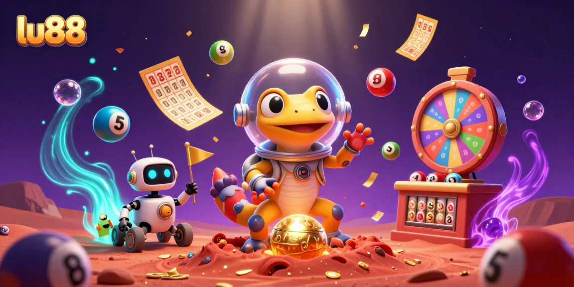 lu88 captivates players with lottery balls and golden casino treasures on Mars.