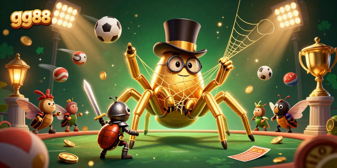 Experience thrilling gaming at gg88, featuring a vibrant 3D scene with a tarantula and knight in a casino!
