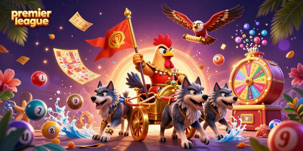Join the premier league of excitement with our vibrant lottery scene featuring a cartoon rooster warlord.