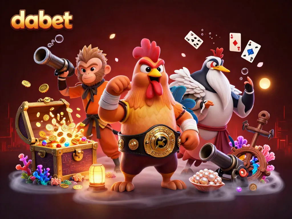 Dabet showcases an energetic trio of characters, highlighting the vibrant gaming atmosphere of online gambling.