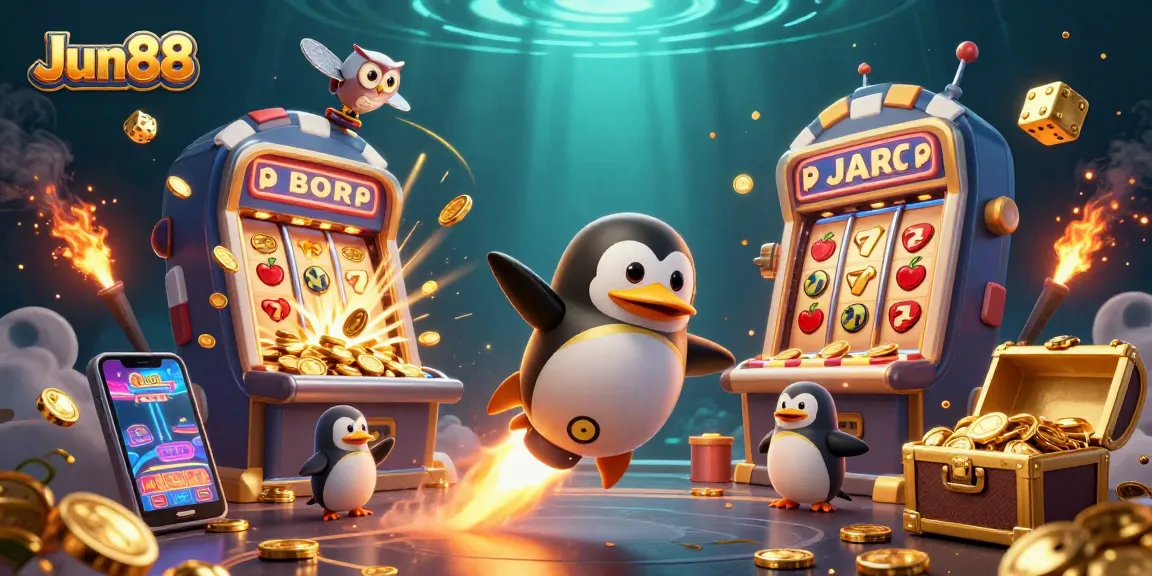 Experience thrilling gameplay with Jun88's vibrant 3D gaming scene featuring dynamic elements and golden rewards.
