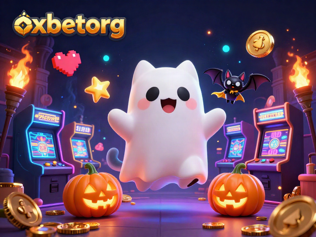 Engage with slot games at oxbetorg, featuring a ghost cat and vibrant gaming elements.