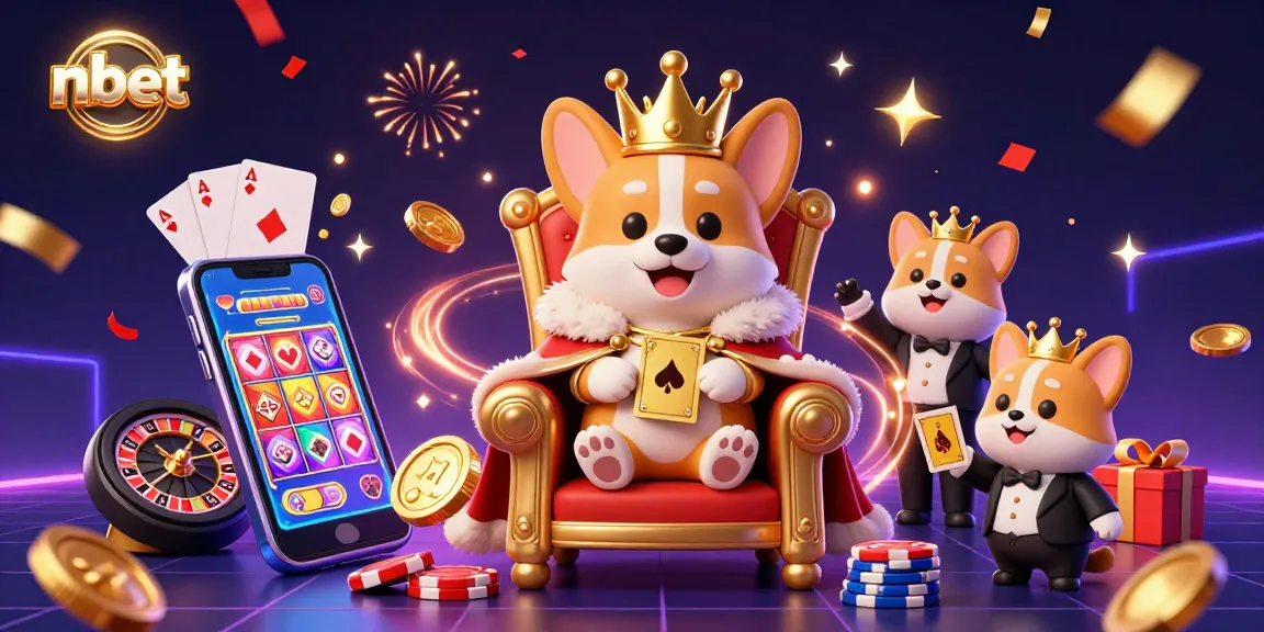 Experience thrilling nbet gameplay with royal corgi and cat butler amid festive gaming elements.