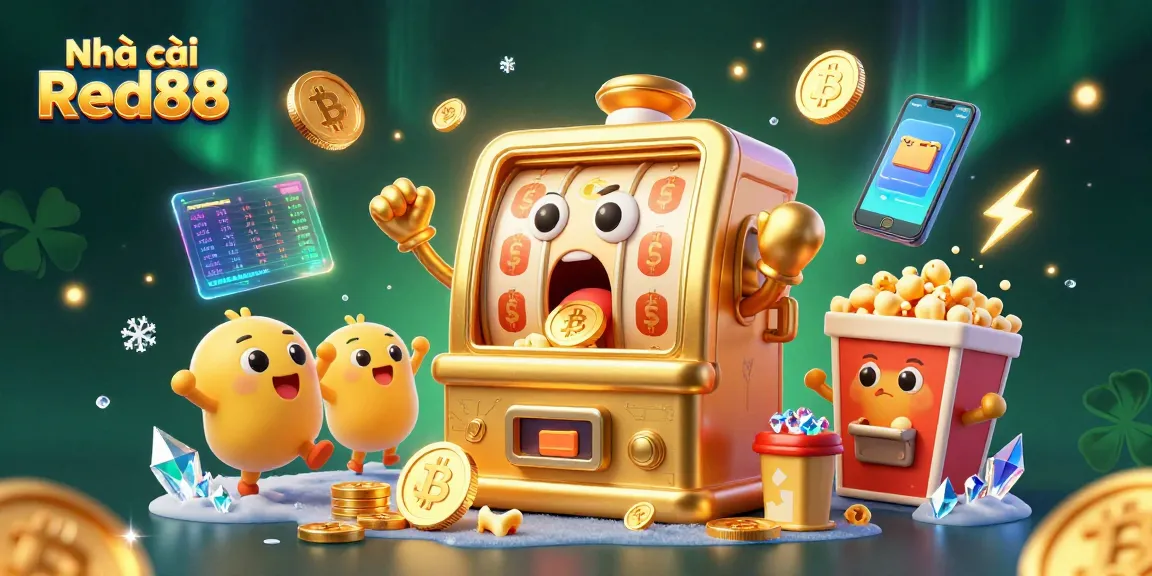 Experience the excitement at Nhà cái Red88 with a dazzling golden slot machine and cheerful games.