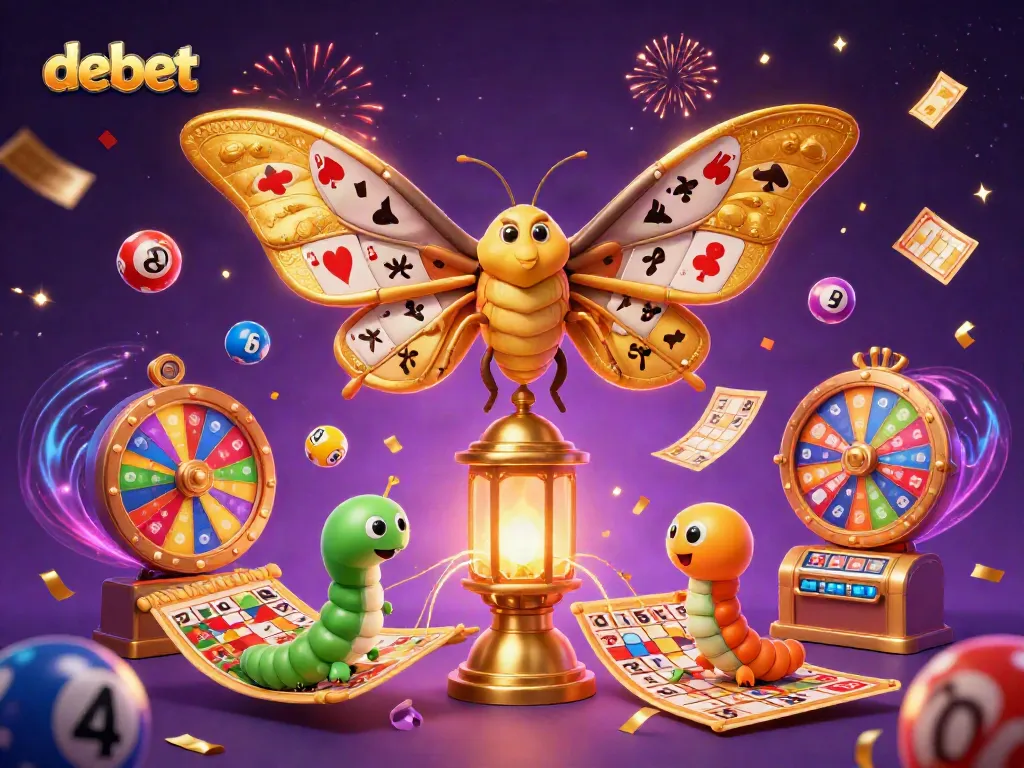 Engage in thrilling gaming experiences with debet as a colorful 3D casino environment bursts with prizes and vibrant lottery elements.