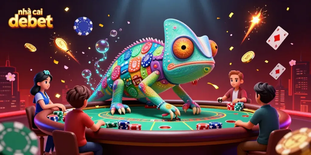 Experience the excitement of nhà cái debet with colorful poker games and vibrant casino elements.