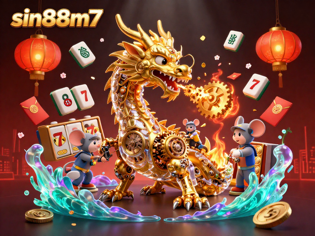 Experience thrilling gaming action at sin88m7 with a vibrant casino-themed 3D illustration.
