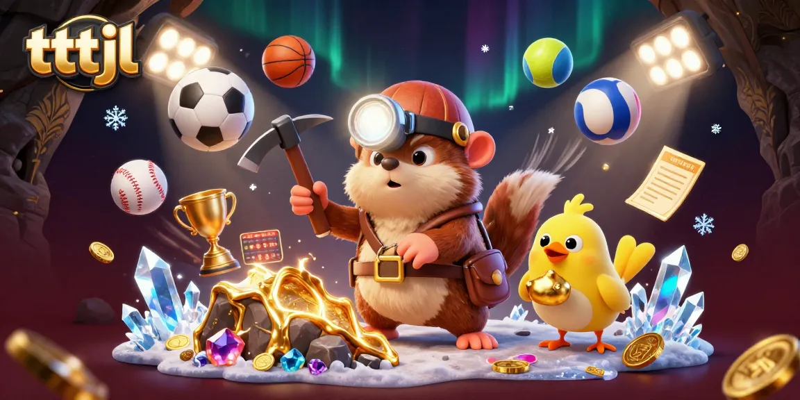 Engage with tttjl in a vibrant 3D illustration showcasing a treasure hunter mole in a dynamic gaming environment.
