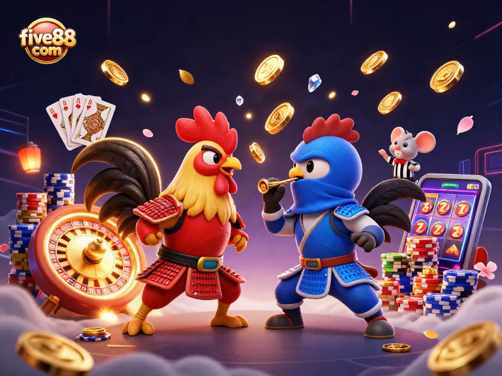 Engage in thrilling action at five88 com with dynamic rooster showdown in a vibrant casino setting.