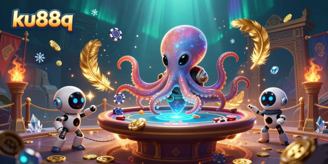 Engage with thrilling casino action in ku88q featuring an alien octopus at a poker table.