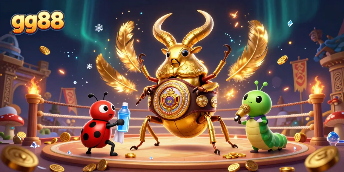 Experience thrilling games at gg88, where the 3D golden stag beetle leads the ring with excitement.