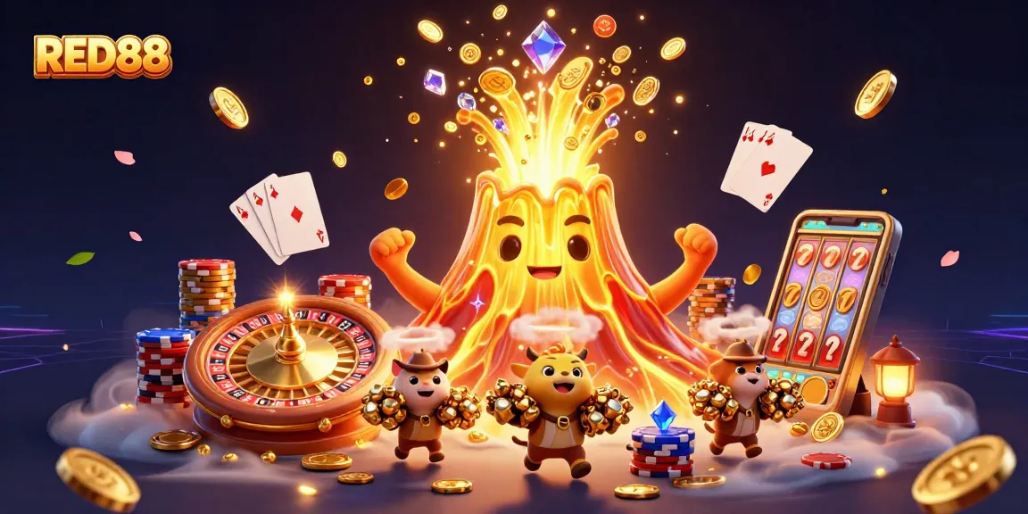 Experience exciting winnings at RED88 with a volcano of treasures and dynamic casino elements.