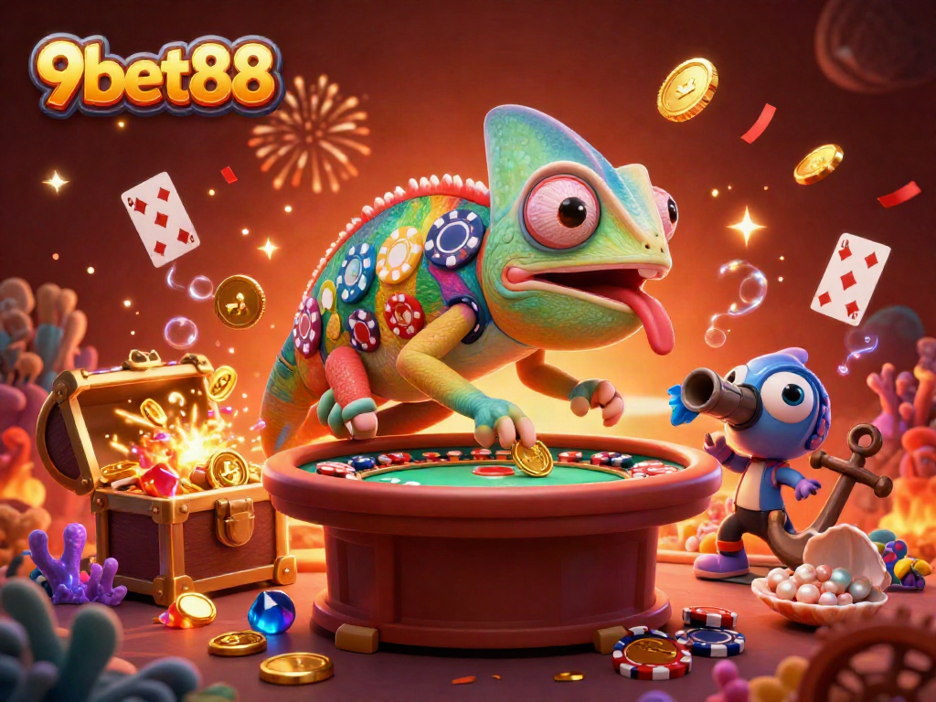 Engage with the vibrant world of 9bet88 casino through a playful chameleon owner.