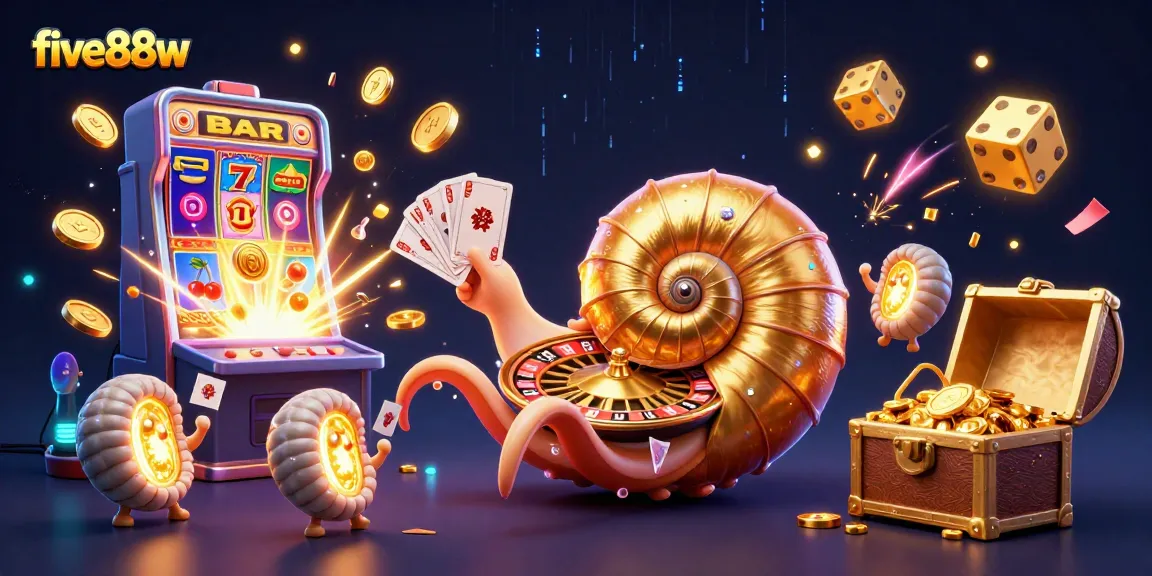 Experience the thrill of five88w with a vibrant 3D casino scene bursting with excitement.